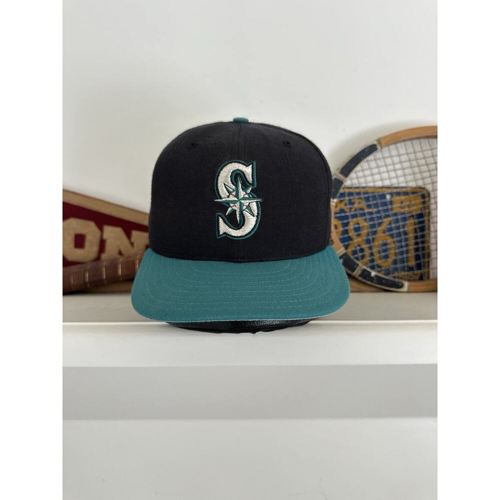 Vintage Seattle Mariners New Era Pro Model Diamond Fitted Hat 7 3/8